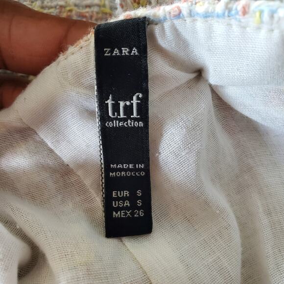 Zara TRF Collection Frayed Tweed Mini Skirt Jumpsuit Size S - Picture 7 of 9